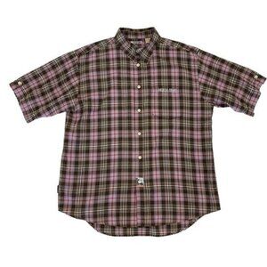 Mecca DNM XXL Brown Button Down Short Sleeve Shirt Retro Y2K‎ Skater Streetwear